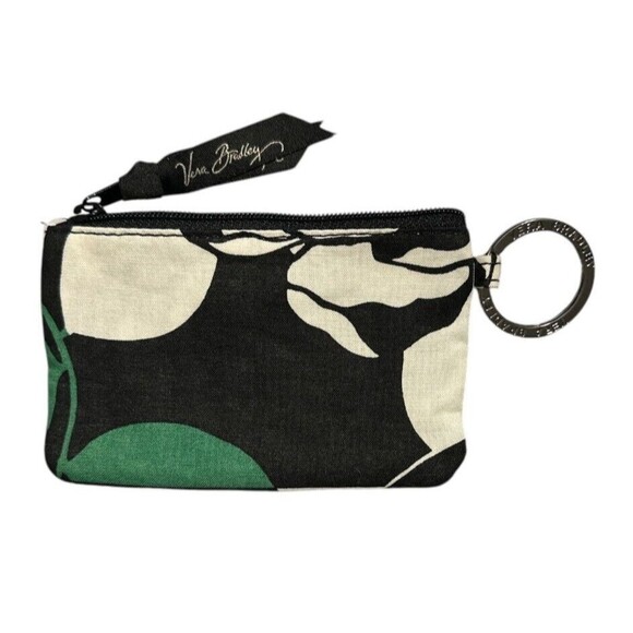 Vera Bradley Zip ID Case Pouch Mini Wallet Key Ring Coin Imperial Rose NWOT - Picture 2 of 3
